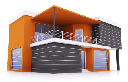 Exterior of modern orange black private house Exterior of modern orange black private house