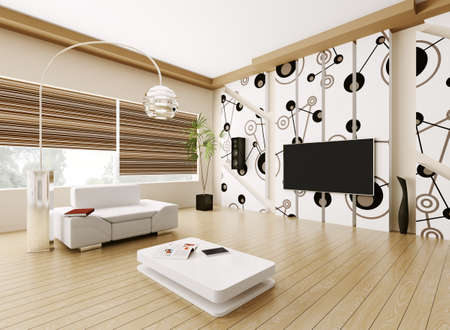 Interior of modern living room 3d renderの写真素材