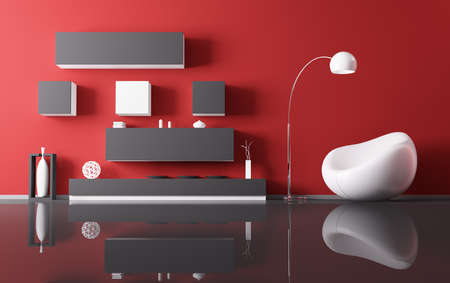 Interior of living room with armchair 3d renderの写真素材