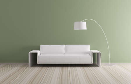 Modern interior of room with white sofa 3d renderの写真素材