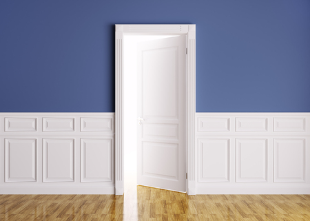 Classic interior of a room with opened door 3d renderの写真素材