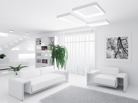 Interior of modern living room 3d render の写真素材