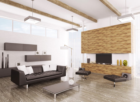 Interior of modern living room 3d renderの写真素材