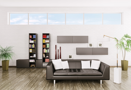 Interior of modern living room 3d renderの写真素材