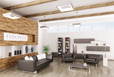 Interior of modern living room 3d renderの写真素材