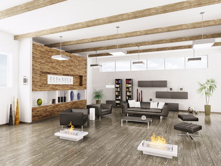 Interior of modern living room 3d renderの写真素材