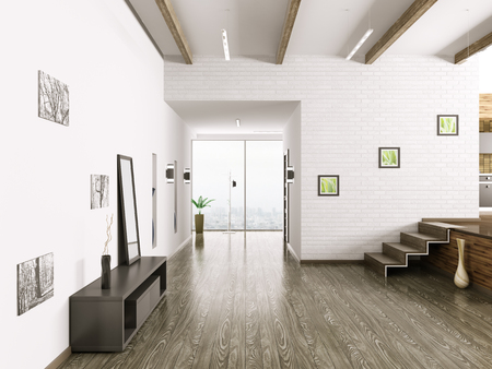 Interior of modern hall 3d renderの写真素材