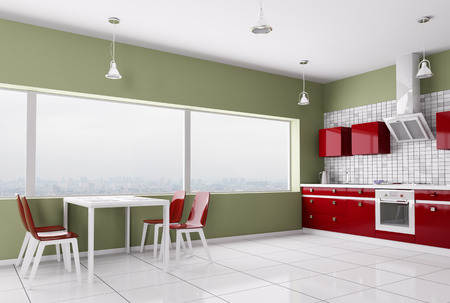 Interior of modern kitchen 3d renderの写真素材