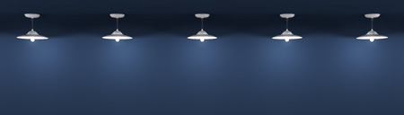 White lamps over the blue wall background 3d renderの写真素材