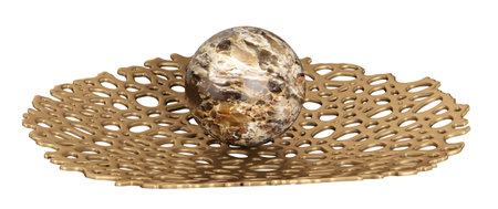 Metal decorative bowl or plate and stone ball. Home decor and accents. Home decorative accessories. Isolated interior object. 3d renderingの写真素材