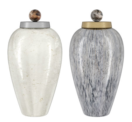 Contemporary style stone jars. Modern home decor and accents. Home decorative accessories. Isolated interior object. 3d renderingの写真素材