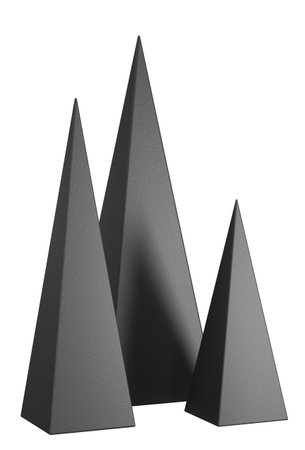 Black pyramids. Home decor and accents. Home decorative accessories. Isolated interior object. 3d renderingの写真素材