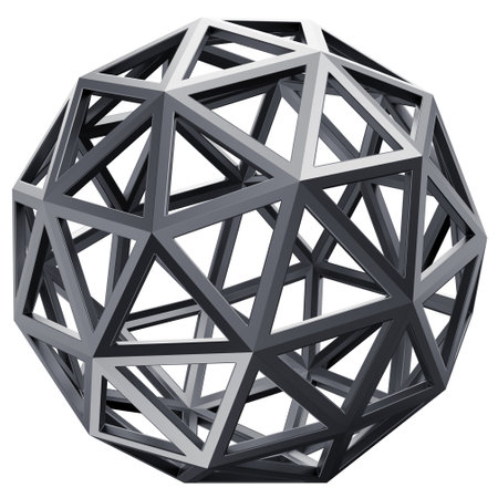 Black steel metal sphere or ball. Abstract logo or icon design. Abstract home decor and accents. Home decorative accessories. Isolated interior object. 3d renderingの写真素材