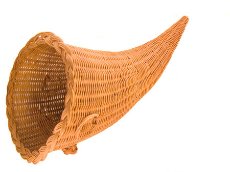 Wicker Basket in the shape of the Horn Of Plenty, or Cornucopiaの写真素材