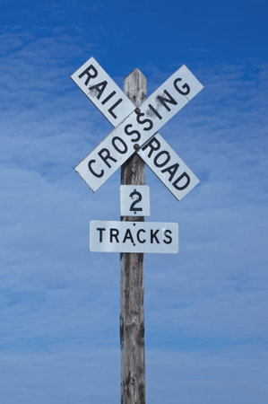 Railroad Track Crossing Signの写真素材