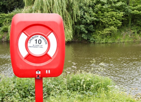 Lifebouy near river の写真素材