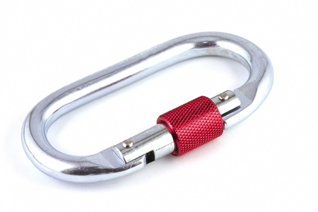 One karabiner on white backgroundの写真素材