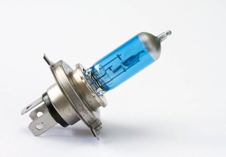 Blue halogen car headlight bulbの写真素材