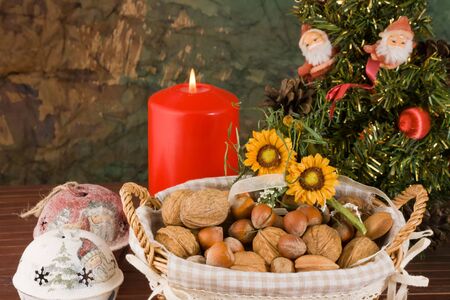 Nuts and dried figsの写真素材