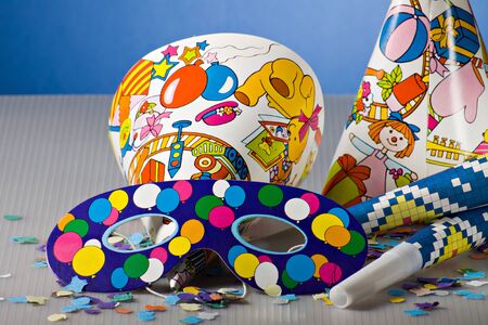 Mask, confetti and streamer for carnivalの写真素材