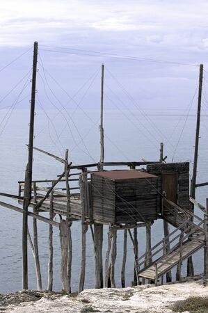 The traditional Trabucco from Vieste  Italy の写真素材