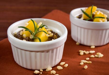Chocolate cream with puffed riceの写真素材
