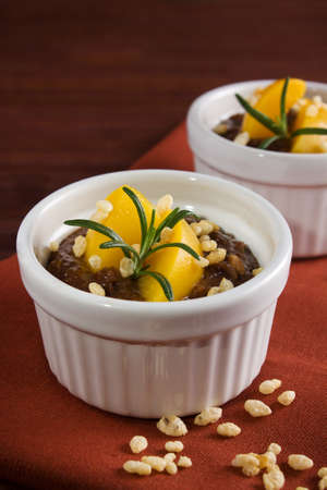 Chocolate cream with puffed riceの写真素材