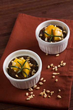 Chocolate cream with puffed riceの写真素材