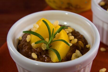 Chocolate cream with puffed riceの写真素材