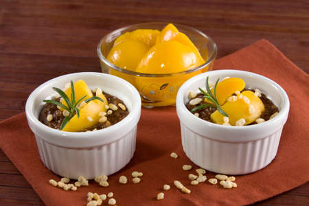 Chocolate cream with puffed riceの写真素材