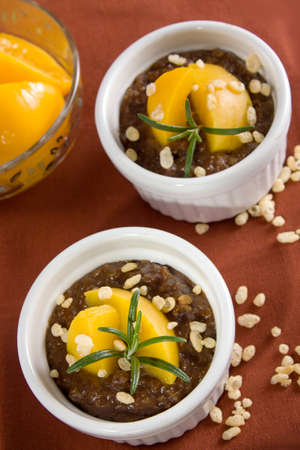 Chocolate cream with puffed riceの写真素材