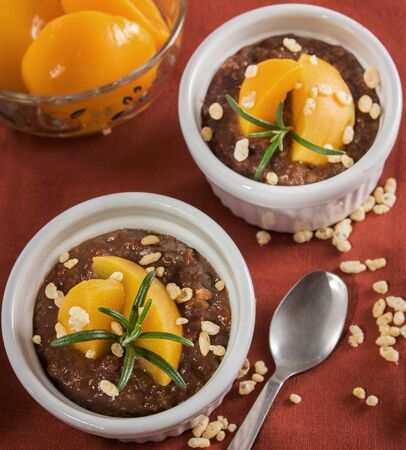 Chocolate cream with puffed riceの写真素材