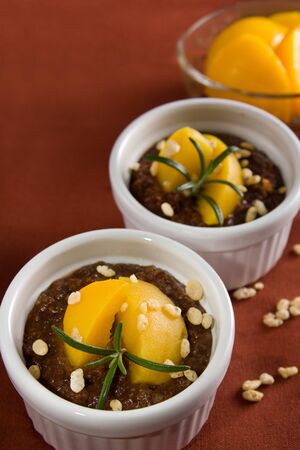 Chocolate cream with puffed riceの写真素材
