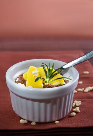 Chocolate cream with puffed riceの写真素材