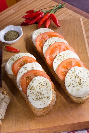 The  Caprese , mozzarella cheese and tomatoes - Italian recipeの写真素材