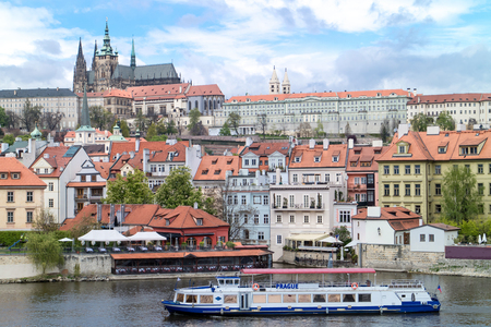 View of the district of the castle in Prague, from the Charles IV bridge.のeditorial素材