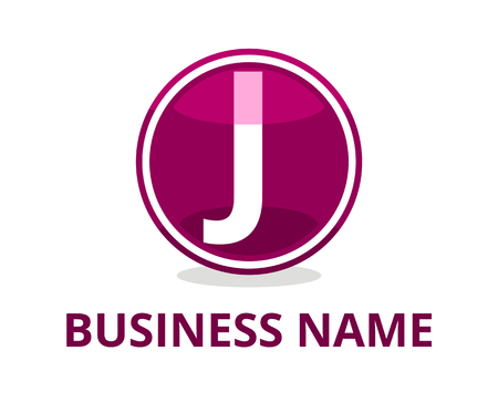 purple color glasses circle button web logo graphic design with modern clean style for any professional company with initial type letter j on itのイラスト素材