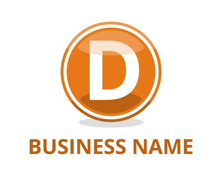 orange color glasses circle button web logo graphic design with modern clean style for any professional company with initial type letter d on itのイラスト素材