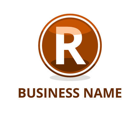 brown color glasses circle button web logo graphic design with modern clean style for any professional company with initial type letter r on itのイラスト素材