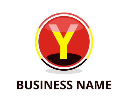 black and red yellow color glasses circle button web logo graphic design with modern clean style for any professional company with initial type letter y on itのイラスト素材