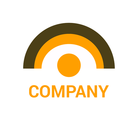 orange and brown color half oval logo design idea illustration conceptのイラスト素材