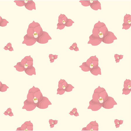 seamless pink color flower pattern ornament for backdrop design illustrationのイラスト素材
