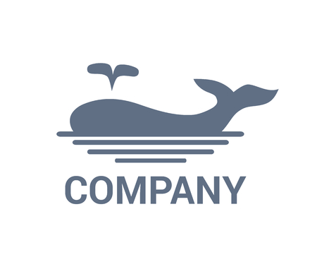 blue whale fish mammal wildlife life sea ocean aquatic water marine animal logo design idea illustration conceptのイラスト素材
