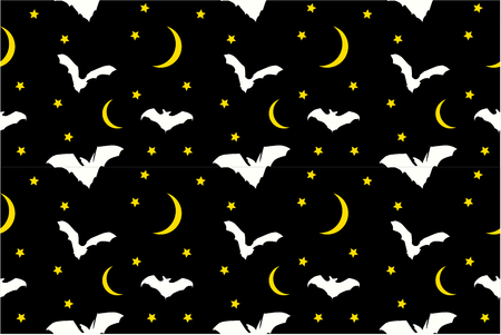 bat fly with moon and star pattern background illustration for children print mediaのイラスト素材