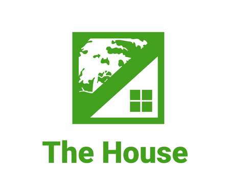 green residential house silhouette with tree logo design idea illustrationのイラスト素材