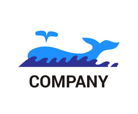 blue whale fish mammal wildlife life sea ocean aquatic water marine animal logo design idea illustration conceptのイラスト素材