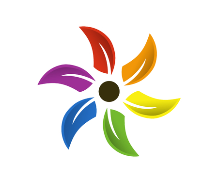 beautiful colorful flower logo design illustration silhouette idea conceptのイラスト素材