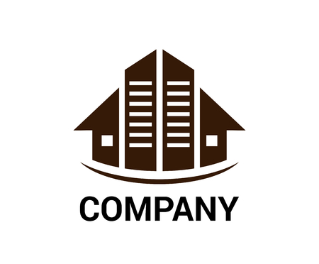 brown house estate retail property residential building company logo design concept vector illustrationのイラスト素材