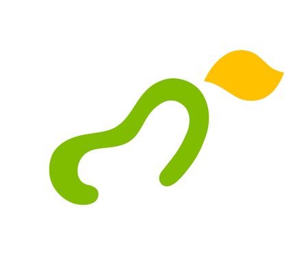 mango logo design illustration make shape letter m with green color yellow leafのイラスト素材