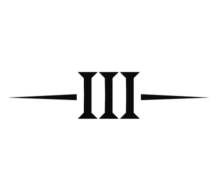 roman numerical number 3 type three in alphabet letter logo mark iconic design illustration for calender number or any countのイラスト素材